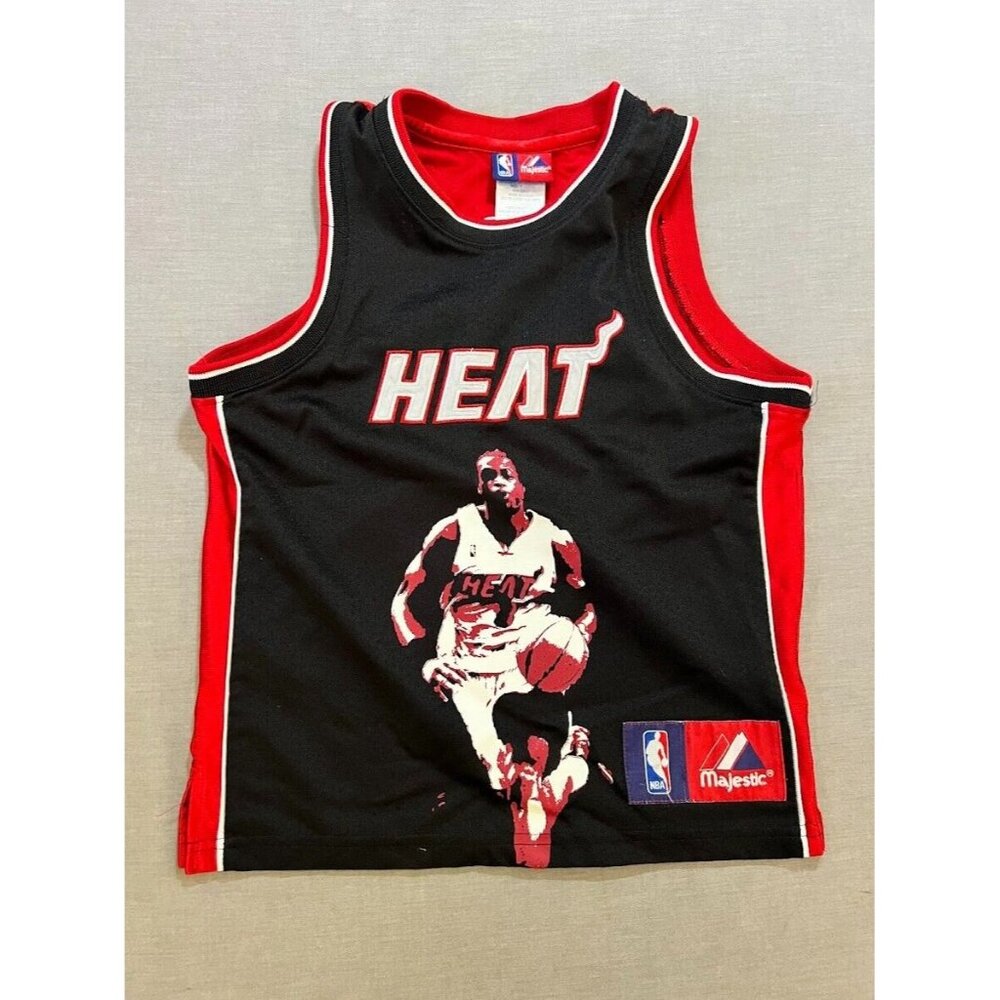 Miami Heat Dwyane Wade #3 Majestic Jersey 7 Boys Red Pullover Sleeveless.